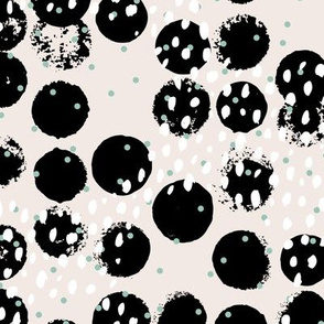 Abstract rain raw brush spots and dots cool trendy pastel minimal animal skin black mint