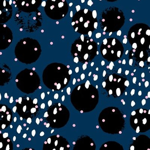 Abstract rain raw brush spots and dots cool trendy pastel minimal animal skin black navy pink