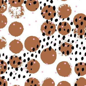 Abstract rain raw brush spots and dots cool trendy pastel minimal animal skin copper pink