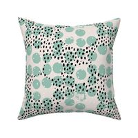 Abstract rain raw brush spots and dots cool trendy pastel minimal animal skin black mint off white