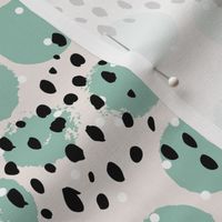 Abstract rain raw brush spots and dots cool trendy pastel minimal animal skin black mint off white