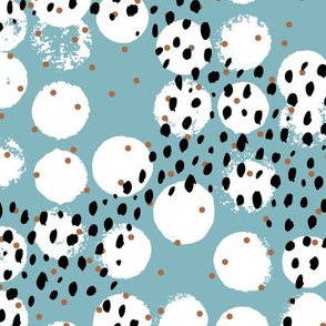 Abstract rain raw brush spots and dots cool trendy pastel minimal animal skin black blue off white