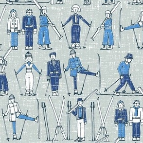 vintage ski linen blue