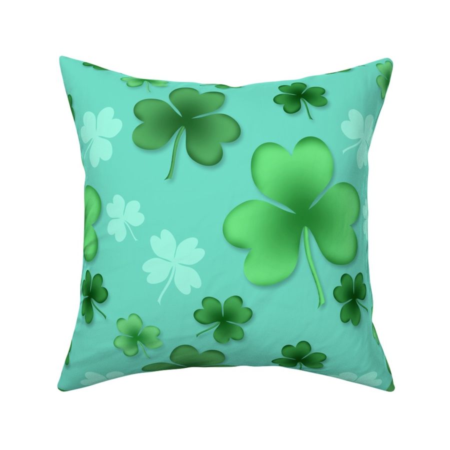 Lucky Clover Pattern Teal and Green - Spoonflower