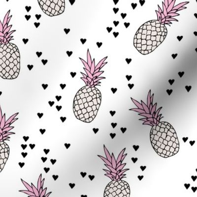 Tropical pineapple garden botanical summer boho print pink beige