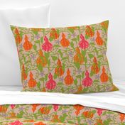 Ipu Hawaiian Tropical Fruit Gourds Floral Botanical in Red Orange Yellow Green on Sand - UnBlink Studio by Jackie Tahara