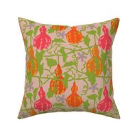 Ipu Hawaiian Tropical Fruit Gourds Floral Botanical in Red Orange Yellow Green on Sand - UnBlink Studio by Jackie Tahara