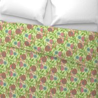 Lilikoi Hawaiian Tropical Passion Fruit Floral Botanical in Pink Green Gray Blue on Light Green - UnBlink Studio by Jackie Tahara