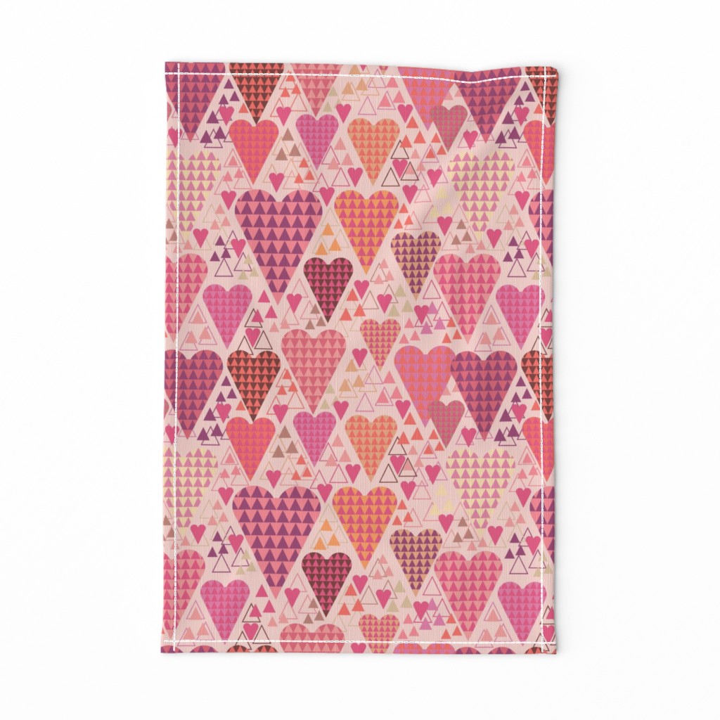 Hearts and Triangles, Large, Pink