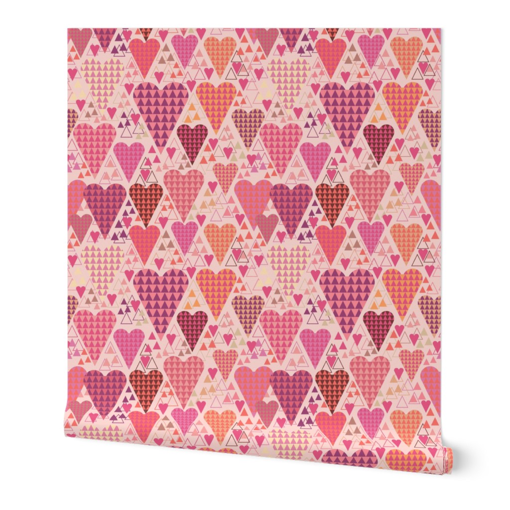 Hearts and Triangles, Large, Pink