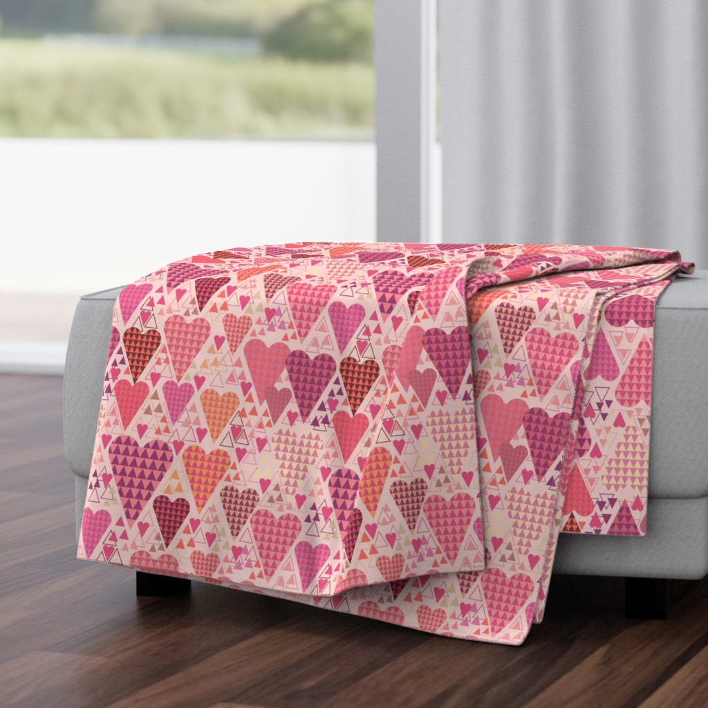 Hearts and Triangles, Large, Pink