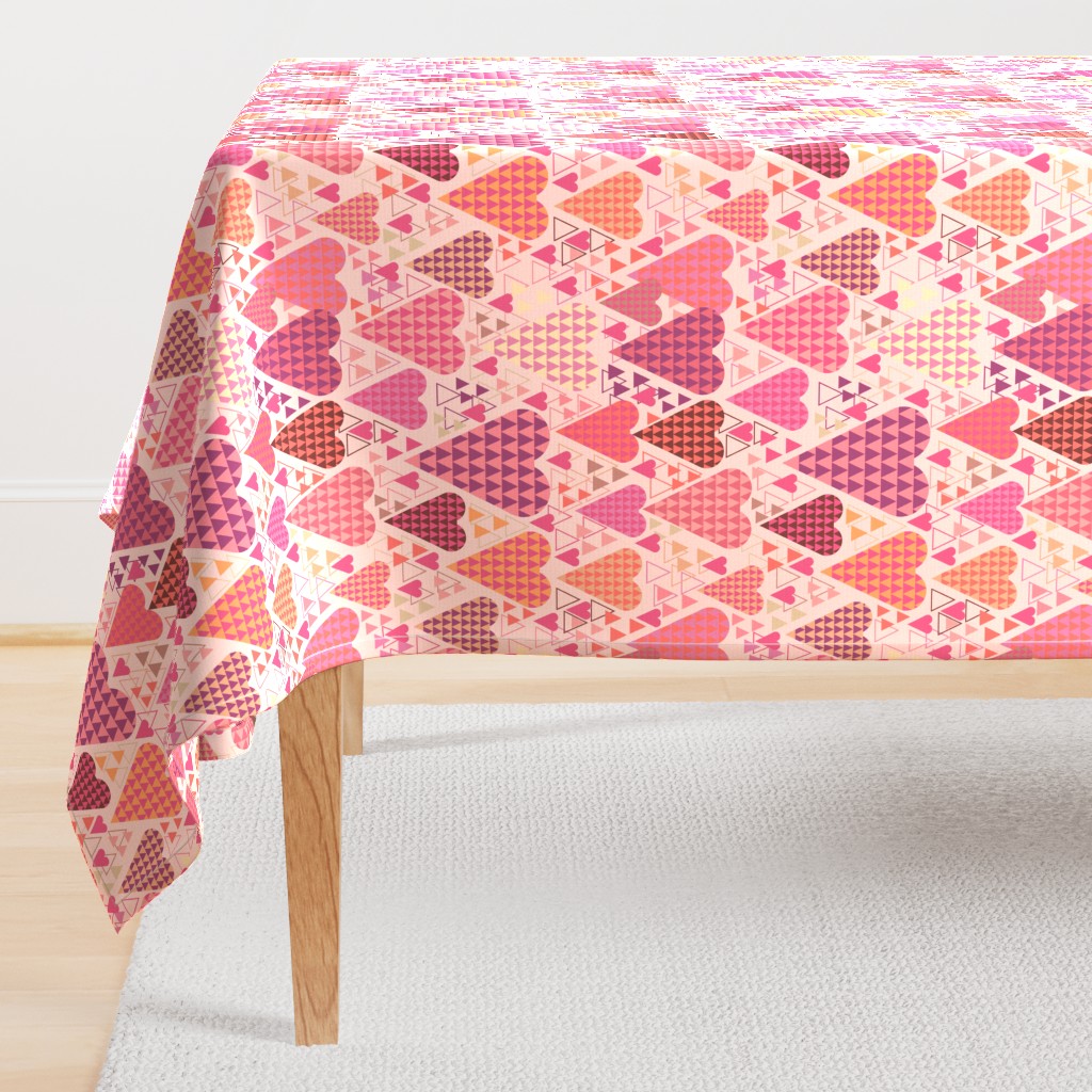 Hearts and Triangles, Large, Pink