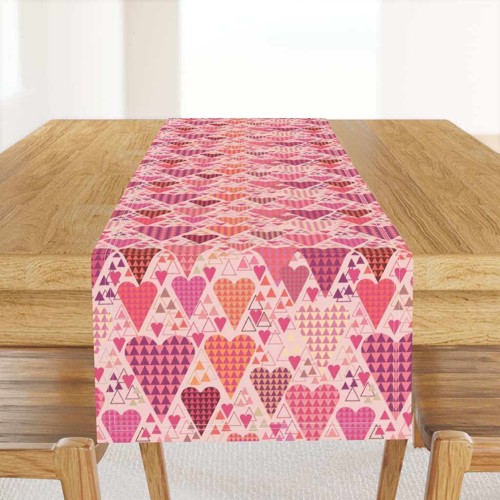 Hearts and Triangles, Large, Pink