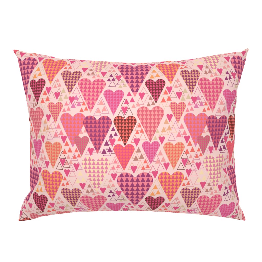 Hearts and Triangles, Large, Pink