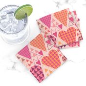 Hearts and Triangles, Large, Pink