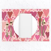 Hearts and Triangles, Large, Pink