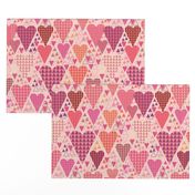 Hearts and Triangles, Large, Pink