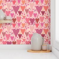 Hearts and Triangles, Large, Pink