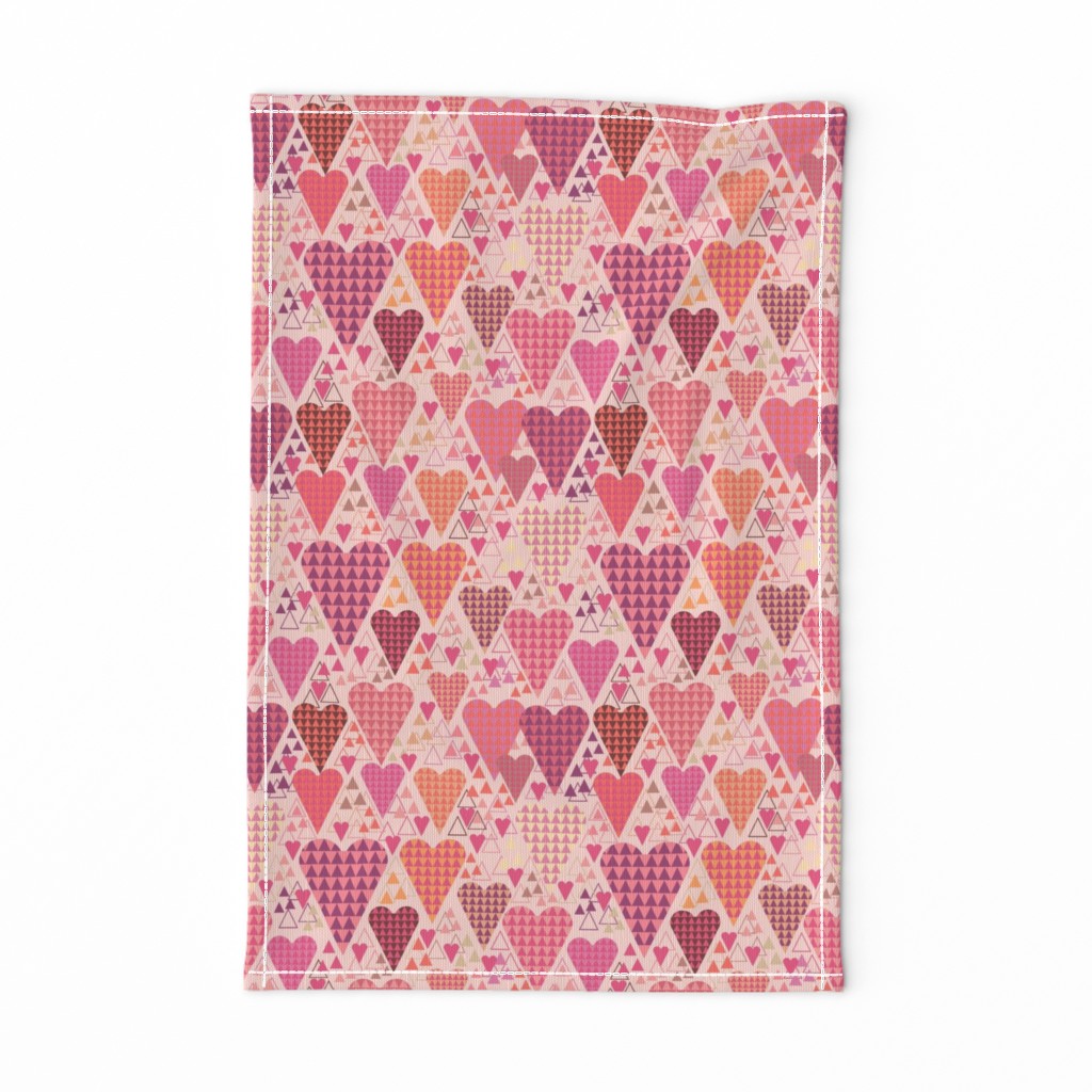 Hearts and Triangles, Medium, Pink