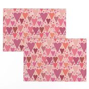 Hearts and Triangles, Medium, Pink