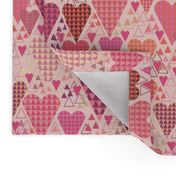 Hearts and Triangles, Medium, Pink