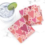 Hearts and Triangles, Medium, Pink