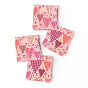 Hearts and Triangles, Medium, Pink