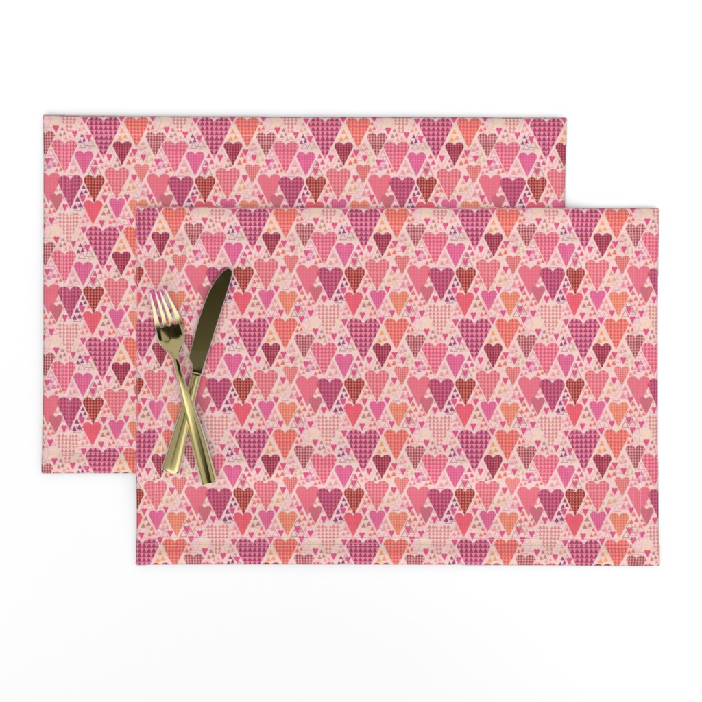 Hearts and Triangles, Small, Pink