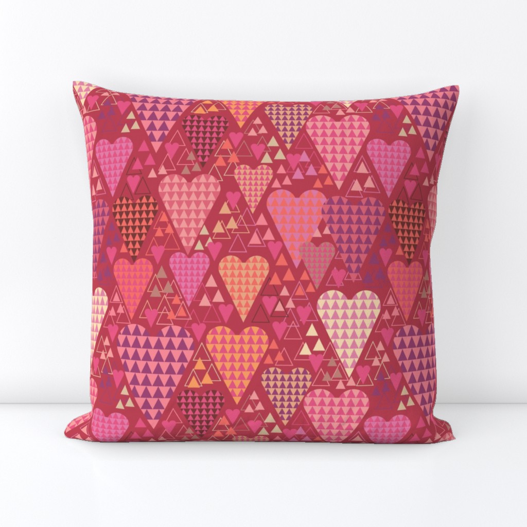 Hearts and Triangles, Large, Berry