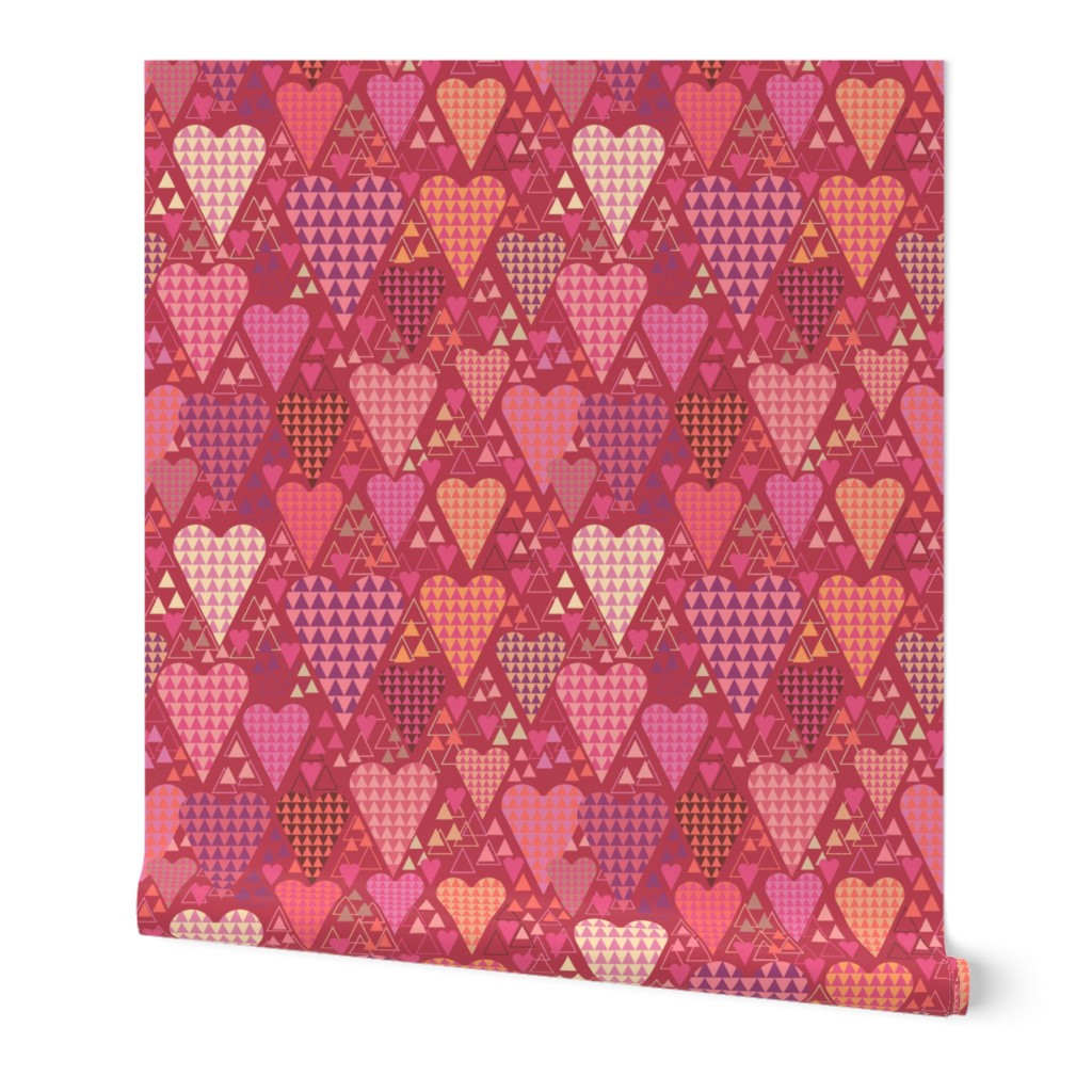 Hearts and Triangles, Large, Berry