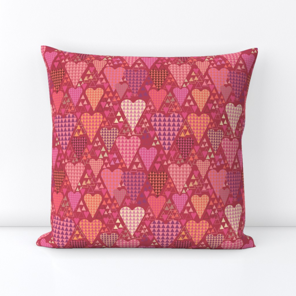 Hearts and Triangles, Medium, Berry