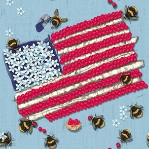 Widdle Bitty Bees//Patriotic Flag//Light Blue