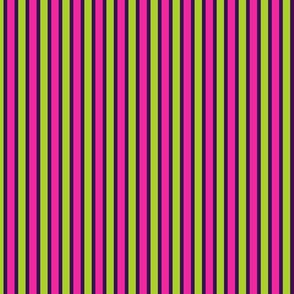 Fun Flare Stripes (#11) - Narrow Dark Mulberry Ribbons with Fresh Lime and Fun Flare Pink - Medium Scale