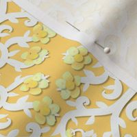 Yellow and White Buttercup Flower Damask