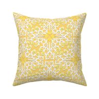 Yellow and White Buttercup Flower Damask