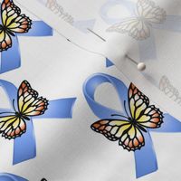 Blue Ribbons with Yellow Orange Butterflies