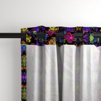 Lush and Lovely Boho Blooms on Black - Large Scale