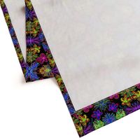 Lush and Lovely Boho Blooms on Black - Large Scale