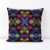 Lush and Lovely Boho Blooms on Black - Large Scale