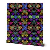 Lush and Lovely Boho Blooms on Black - Large Scale