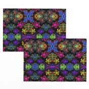 Lush and Lovely Boho Blooms on Black - Large Scale