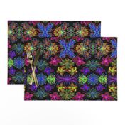 Lush and Lovely Boho Blooms on Black - Large Scale