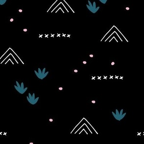 Paper cut and mudcloth minimal abstract design ethnic boho winter black blue pink girls