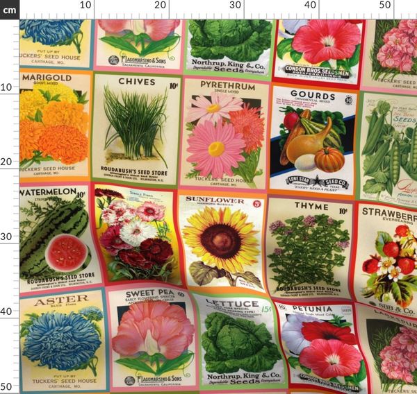 Flowers Bulb Seed Packet Fabric Crazy Quilt Block Free Shipping WorldWide 1627B