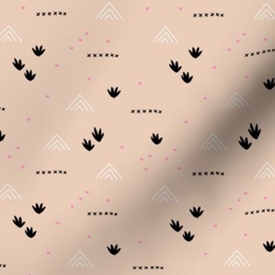 Paper cut and mudcloth minimal abstract design ethnic boho summer beige black pink girls SMALL