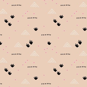 Paper cut and mudcloth minimal abstract design ethnic boho summer beige black pink girls SMALL
