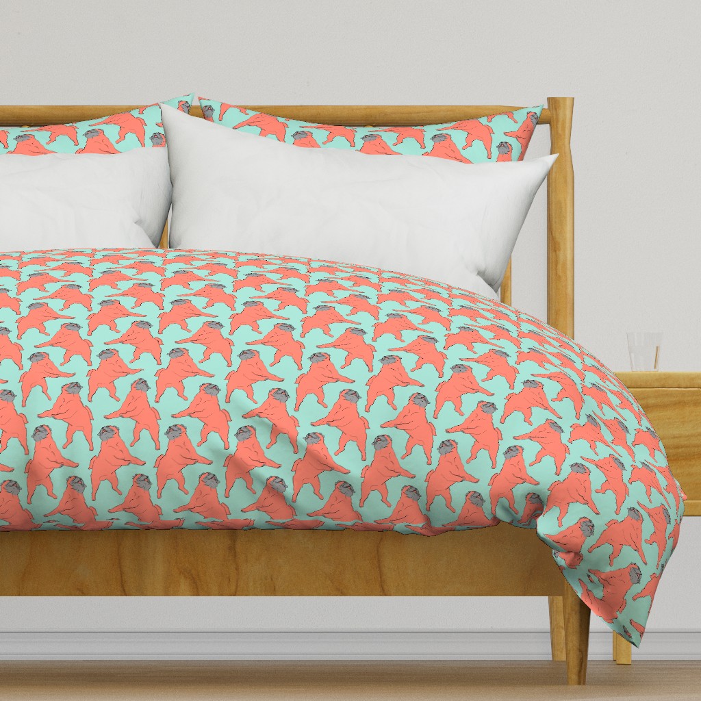 Mod LCP dancing Pugs - Coral and Mint