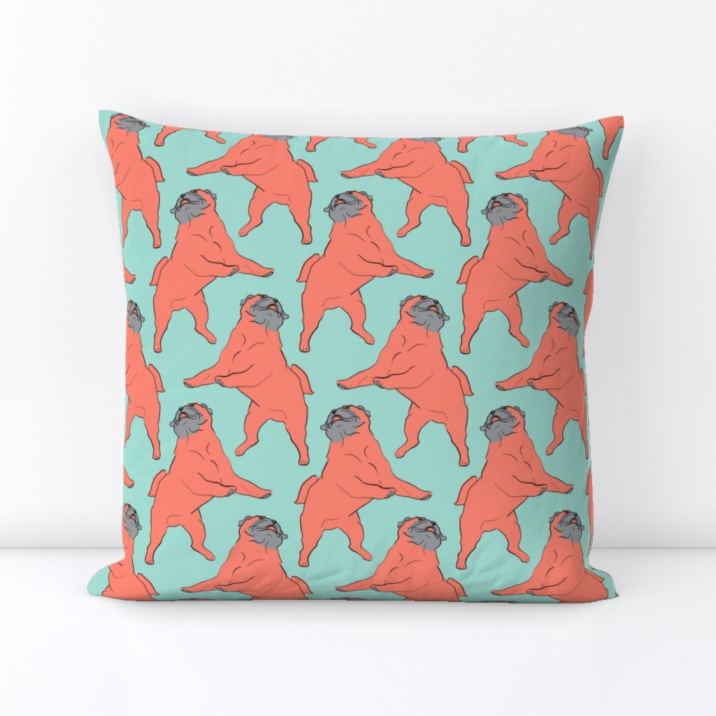 Mod LCP dancing Pugs - Coral and Mint