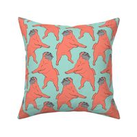 Mod LCP dancing Pugs - Coral and Mint