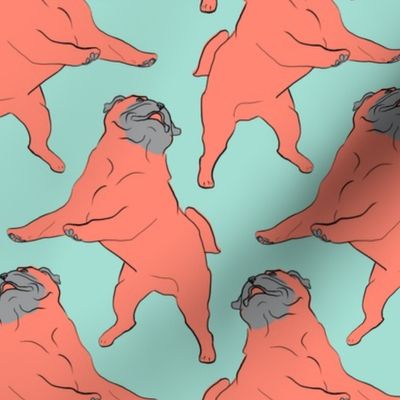 Mod LCP dancing Pugs - Coral and Mint